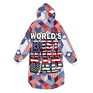 Personalized Blanket Hoodies, World's Best Veteran Dad Oversized Blanket Hoodie