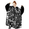 Personalized Blanket Hoodies, Retro Zombie Halloween Horror Movies Oversized Blanket Hoodie