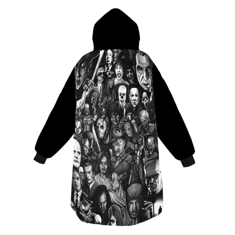 Image of Personalized Blanket Hoodies, Retro Zombie Halloween Horror Movies Oversized Blanket Hoodie