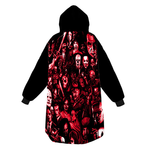 Image of Personalized Blanket Hoodies, Retro Zombie Halloween Horror Movies Oversized Blanket Hoodie