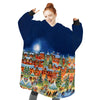 Personalized Blanket Hoodies, Christmas Lights Town Scene Oversized Blanket Hoodie