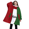 Personalized Blanket Hoodies, Christmas Red Green White Color Block Oversized Blanket Hoodie