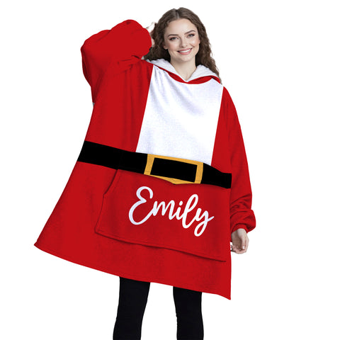 Image of Personalized Blanket Hoodies, Christmas Santa's Coat Custom Name Oversized Blanket Hoodie