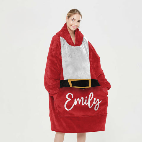 Image of Personalized Blanket Hoodies, Christmas Santa's Coat Custom Name Oversized Blanket Hoodie