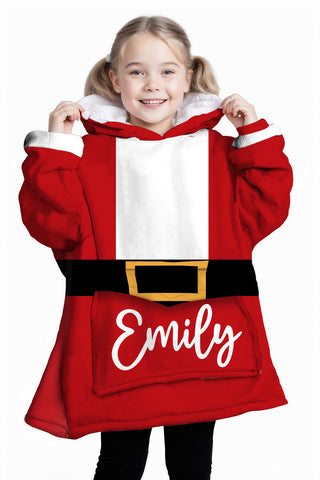 Image of Personalized Blanket Hoodies, Christmas Santa's Coat Custom Name Oversized Blanket Hoodie