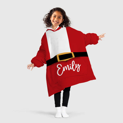 Image of Personalized Blanket Hoodies, Christmas Santa's Coat Custom Name Oversized Blanket Hoodie