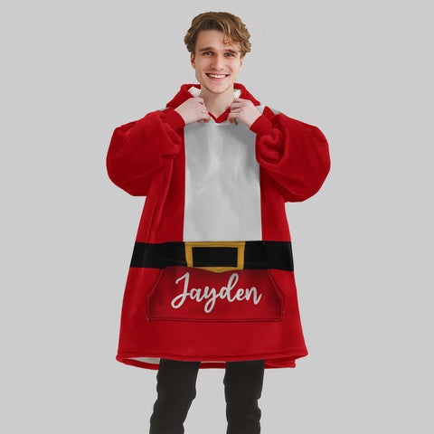 Image of Personalized Blanket Hoodies, Christmas Santa's Coat Custom Name Oversized Blanket Hoodie