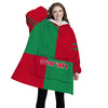 Personalized Blanket Hoodies, Red and Green Christmas Color Block Oversized Blanket Hoodie