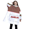 Personalized Blanket Hoodies, Red and Green Stripes Christmas Color Block Oversized Blanket Hoodie