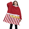 Personalized Blanket Hoodies, Red Christmas Striped Color Block Oversized Blanket Hoodie