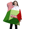 Personalized Blanket Hoodies, Red Green Striped Christmas Color Block Oversized Blanket Hoodie