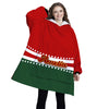 Personalized Blanket Hoodies, Red Green Christmas Color Block Oversized Blanket Hoodie