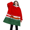 Personalized Blanket Hoodies, Christmas Red Green Color Block Oversized Blanket Hoodie