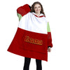 Personalized Blanket Hoodies, Red White Snowman Christmas Color Block Oversized Blanket Hoodie