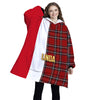 Personalized Blanket Hoodies, Christmas Red Buffalo Plaid Color Block Oversized Blanket Hoodie