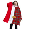 Personalized Blanket Hoodies, Red Buffalo Plaid Christmas Color Block Oversized Blanket Hoodie