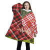 Personalized Blanket Hoodies, Red Green Christmas Pattern Color Block Oversized Blanket Hoodie