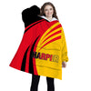 Personalized Blanket Hoodies, Black Red Yellow Germany National Flag Color Block Oversized Blanket Hoodie