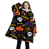 Personalized Blanket Hoodies, Halloween Pumpkin Bat Pattern Oversized Blanket Hoodie