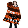 Personalized Blanket Hoodies, Custom Name Halloween Bat Trick Or Treat Pattern Oversized Blanket Hoodie