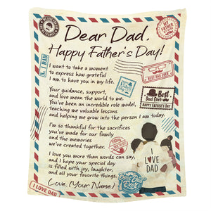 Personalized Dad Blanket, Custom Letter Dear Dad Blanket, Happy Father's Day Blanket, Message Blanket, Father's Day Gift