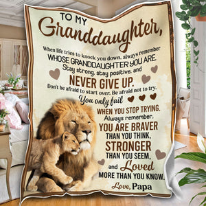 Personalized Granddaughter Blanket, Custom Lion Granddaughter Blanket, To My Granddaughter Blanket, Message Blanket, Gift For Granddaughter