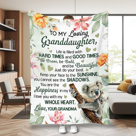 Image of Personalized Granddaughter Blanket, Koala To My Loving Granddaughter Blanket, To My Granddaughter Blanket, Message Blanket, Gift For Granddaughter