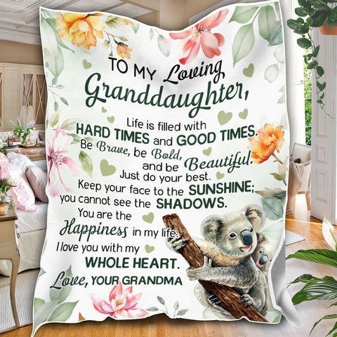 Image of Personalized Granddaughter Blanket, Koala To My Loving Granddaughter Blanket, To My Granddaughter Blanket, Message Blanket, Gift For Granddaughter