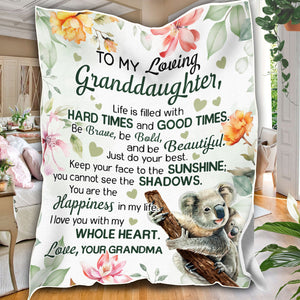 Personalized Granddaughter Blanket, Koala To My Loving Granddaughter Blanket, To My Granddaughter Blanket, Message Blanket, Gift For Granddaughter