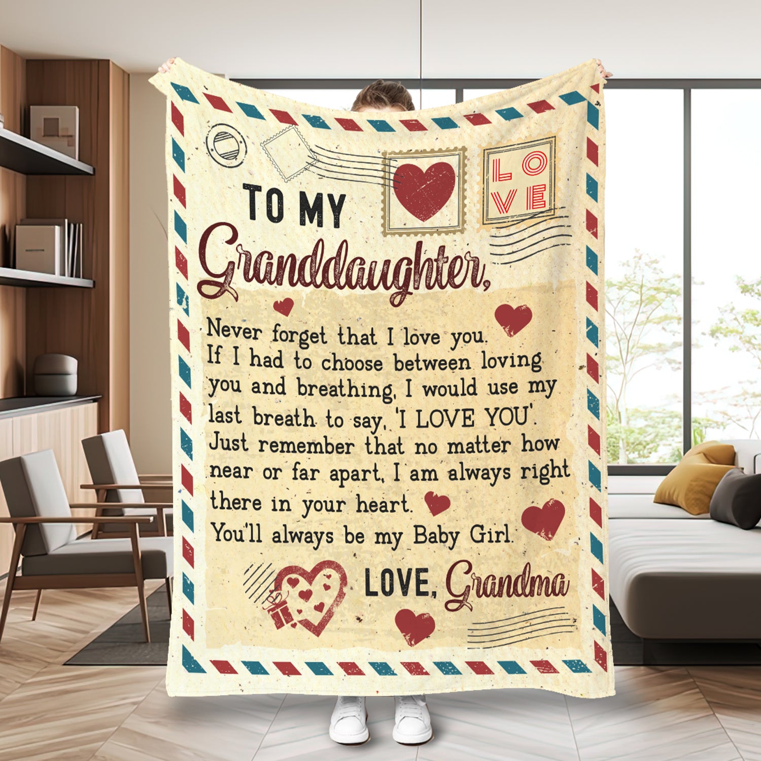Personalized Granddaughter Blanket, Letter Granddaughter Blanket, To My Granddaughter Blanket, Message Blanket, Gift For Granddaughter