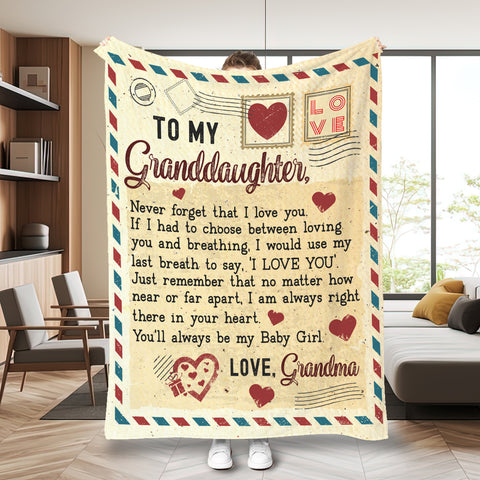 Image of Personalized Granddaughter Blanket, Letter Granddaughter Blanket, To My Granddaughter Blanket, Message Blanket, Gift For Granddaughter