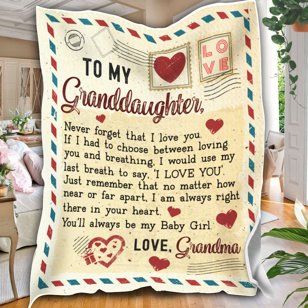 Personalized Granddaughter Blanket, Letter Granddaughter Blanket, To My Granddaughter Blanket, Message Blanket, Gift For Granddaughter