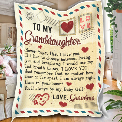 Image of Personalized Granddaughter Blanket, Letter Granddaughter Blanket, To My Granddaughter Blanket, Message Blanket, Gift For Granddaughter