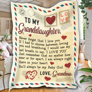 Personalized Granddaughter Blanket, Letter Granddaughter Blanket, To My Granddaughter Blanket, Message Blanket, Gift For Granddaughter