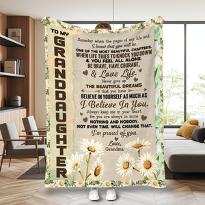 Personalized Granddaughter Blanket, Custom Daisy Granddaughter Blanket, To My Granddaughter Blanket, Message Blanket, Gift For Granddaughter