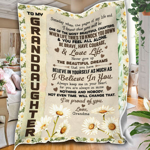 Personalized Granddaughter Blanket, Custom Daisy Granddaughter Blanket, To My Granddaughter Blanket, Message Blanket, Gift For Granddaughter