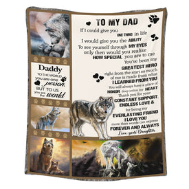 Personalized Dad Blanket, Custom Wolf To My Dad Blanket, Message Blanket, Customized Father's Day Gifts, Blanket Gift for Dad
