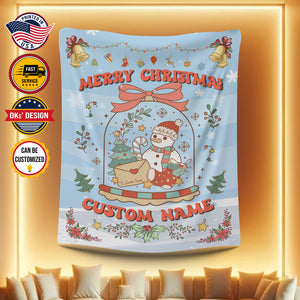 USA Printed Custom Blanket, Baby Christmas Snowman Blanket, Personalized Kid Blanket, Christmas Baby Blanket, Custom Name Blanket, Baby Girl Snowman Blanket, Christmas Sherpa Blanket, Fleece Blanket, Baby Shower Gift, Christmas Gifts