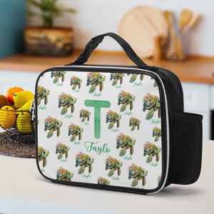 Personalized Kids Backpack and Lunch Box Set, Custom Initial Name Sea Turlte Backpack With Lunch Box, School Backpacks Matching Combo