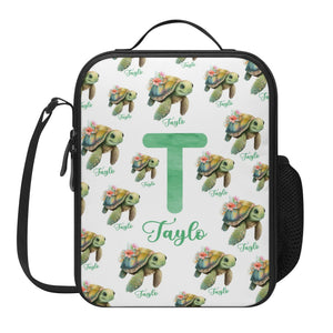 Personalized Kids Backpack and Lunch Box Set, Custom Initial Name Sea Turlte Backpack With Vertical Lunch Box, School Backpacks Matching Set