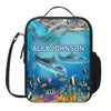 Personalized Kids Backpack and Lunch Box Set, Custom Name Dolphin Under The Sea Creature Backpack With Vertical Lunch Box Matching