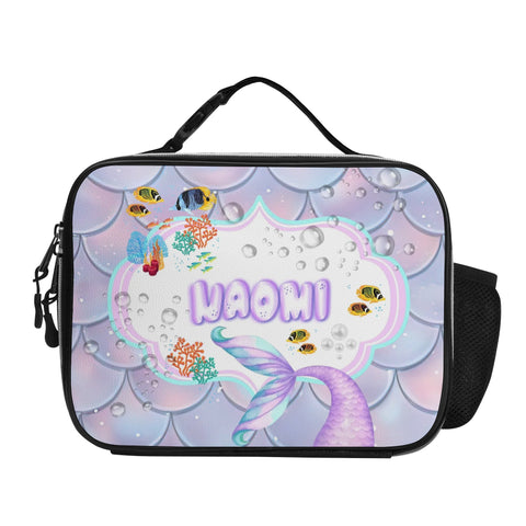 Image of Personalized Kids Backpack and Lunch Box Set, Custom Name Mermaid Girls Backpack With Lunch Box, School Backpacks Matching Combo