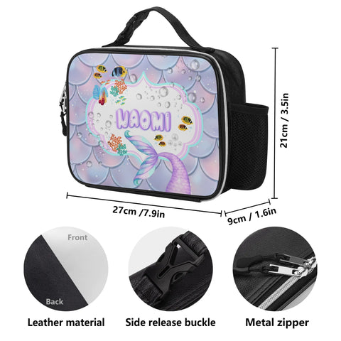 Image of Personalized Kids Backpack and Lunch Box Set, Custom Name Mermaid Girls Backpack With Lunch Box, School Backpacks Matching Combo