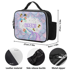 Personalized Kids Backpack and Lunch Box Set, Custom Name Mermaid Girls Backpack With Lunch Box, School Backpacks Matching Combo