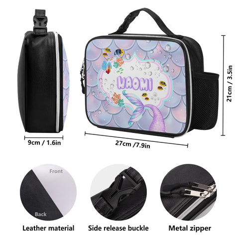 Image of Personalized Kids Backpack and Lunch Box Set, Custom Name Mermaid Girls Backpack With Lunch Box, School Backpacks Matching Combo