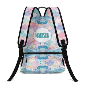 Personalized Kids Backpack and Lunch Box Set, Custom Name Mermaid Pattern Backpack With Vertical Lunch Box Matching Combo