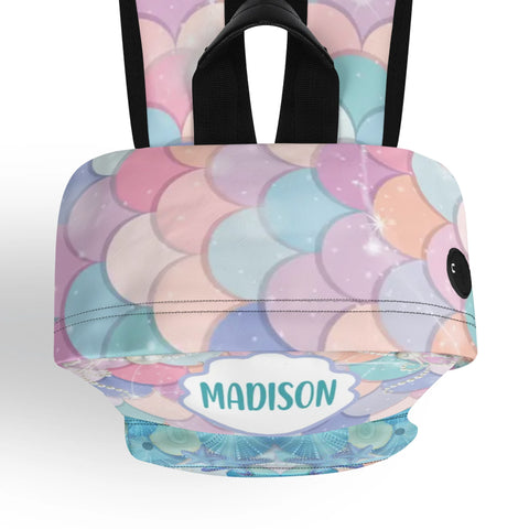 Image of Personalized Kids Backpack and Lunch Box Set, Custom Name Mermaid Pattern Backpack With Vertical Lunch Box Matching Combo