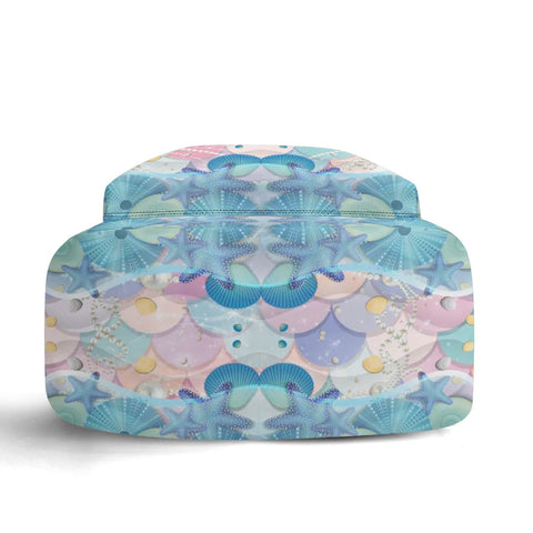 Image of Personalized Kids Backpack and Lunch Box Set, Custom Name Mermaid Pattern Backpack With Vertical Lunch Box Matching Combo