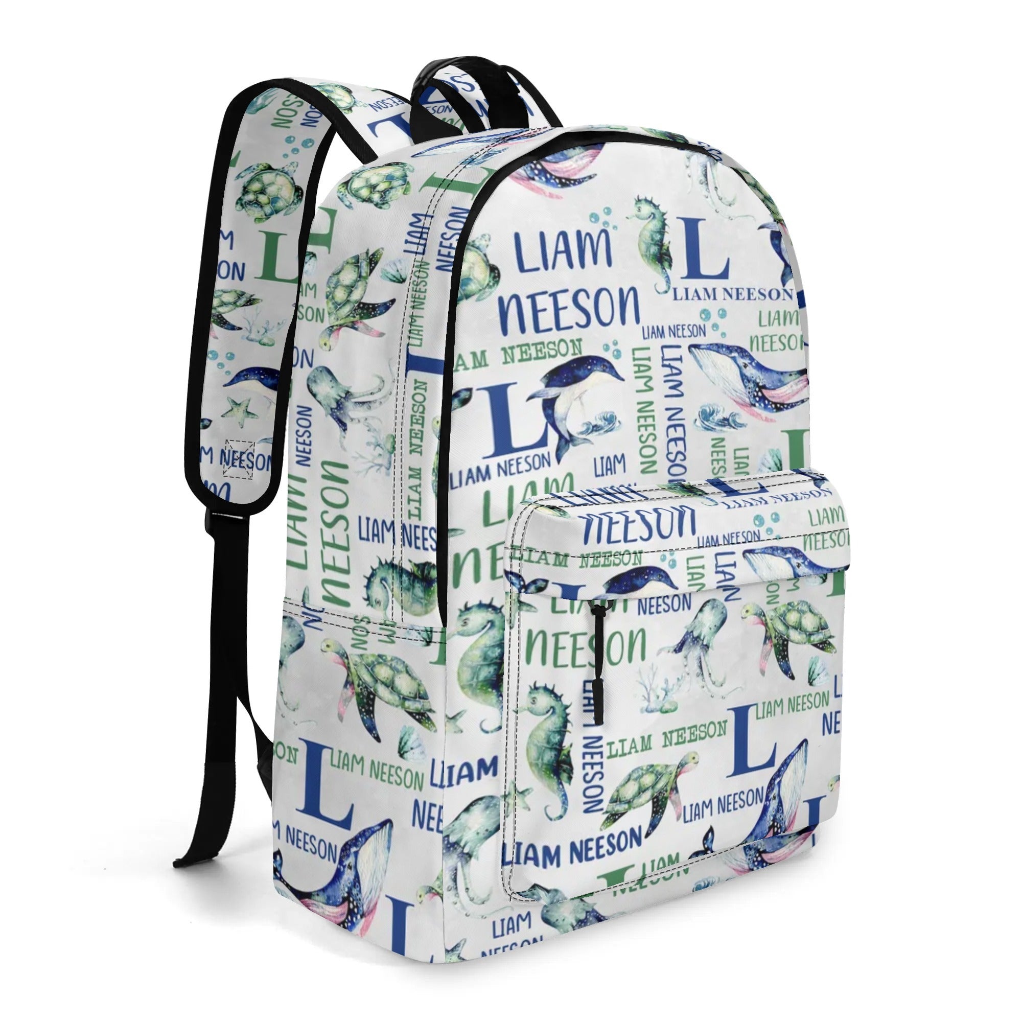 Personalized Kids Backpack and Lunch Box Set, Custom Name Under The Sea Animal Backpack With Vertical Lunch Box, Backpacks Matching Combo