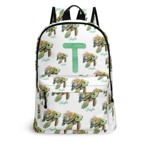 Image of Personalized Kids Backpack and Lunch Box Set, Custom Initial Name Sea Turlte Backpack With Lunch Box, School Backpacks Matching Combo